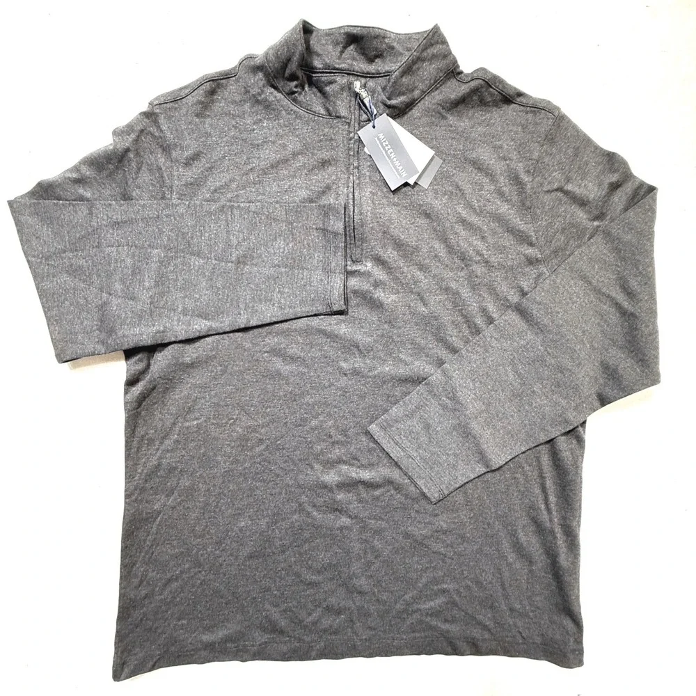 MIZZEN+MAIN Mens XL Performance‎ 1/4 Zip Pullover Shirt Gray NWT